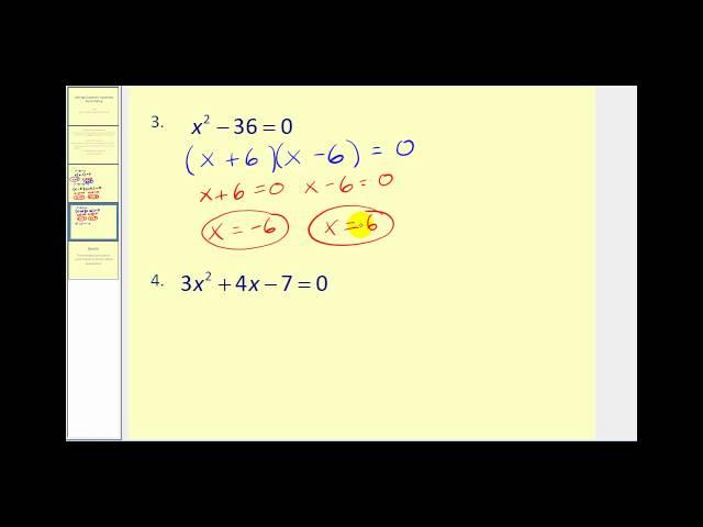 Solving Quadratic Equations by Factoring