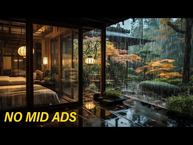 (No Mid Ads) Cozy Rain Sound on Garden | Rain sound for sleep, study and relax