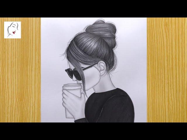 A Attitude Girl Drawing with Cap - Step by step | How to draw a girl with Glasses - The Crazy Sketch