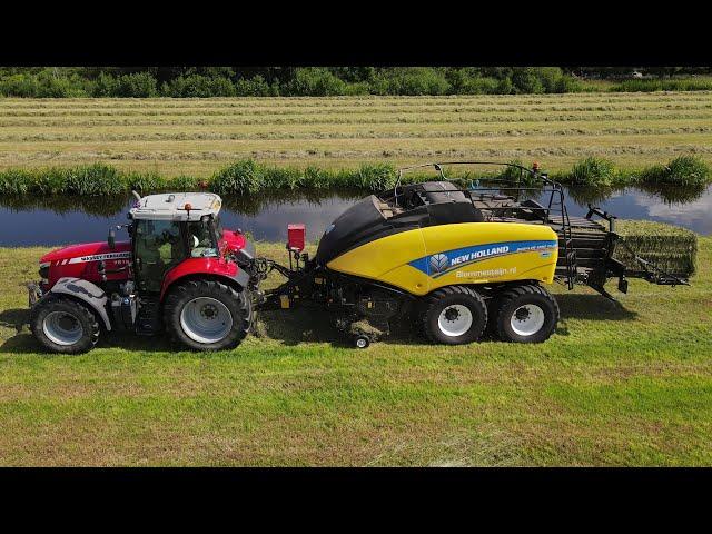 Baling and wrapping grass with New Holland Bigbaler 1290 plus loopmaster and McHale 998 High Speed