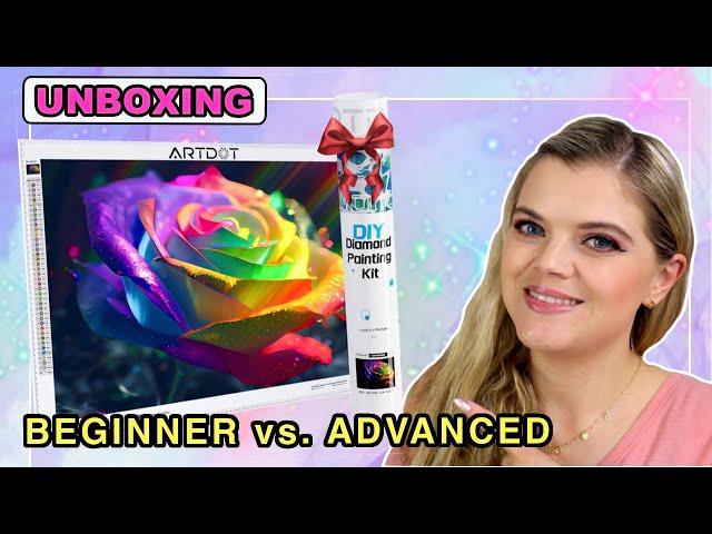 ARTDOT BEGINNER vs. ADVANCED DIAMOND PAINTING KIT UNBOXING | ROSE 