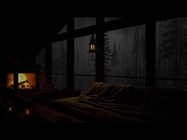 Cozy Attic With Fireplace and Rain in the Forest for Relaxation and Good Sleep ️