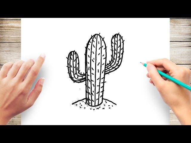 How To Draw Realistic Cactus Easy