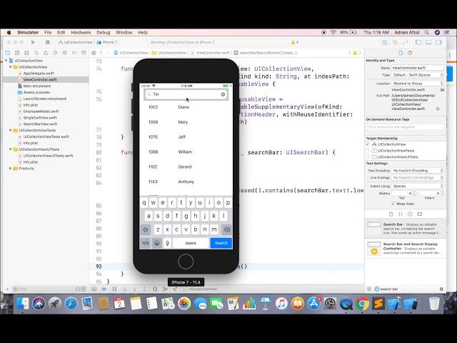 Swift 4 UICollectionview with Search Bar - Swift 4, XCode, iOS Tutorial