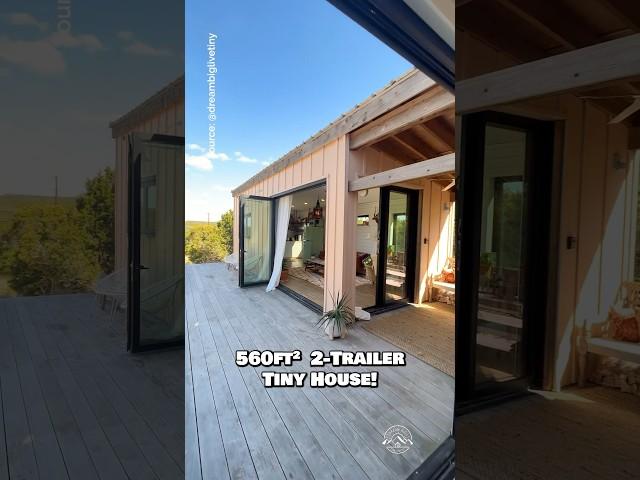 Would you live in this 560-sqft 2-trailer #tinyhouse ?  #housetour #tinyhome #hometour