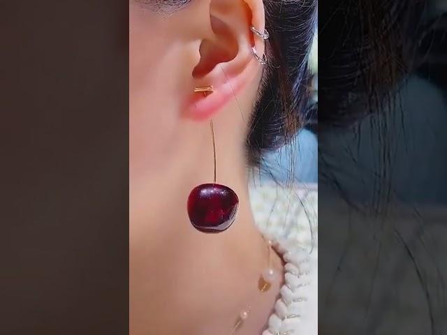 Lovely Red Cherry Drop Earrings  #earringsdesign   #shortsvideo2024    #earringsdesign @VivaBlues