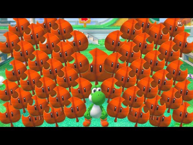 Can Yoshi collect 999 Super Leafs in Super Mario 3D World?