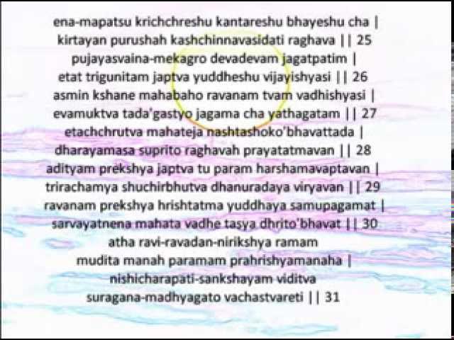 ADITYA HRUDAYAM- Sun in the Heart-from Ramayana-Srivatsa Ramaswami