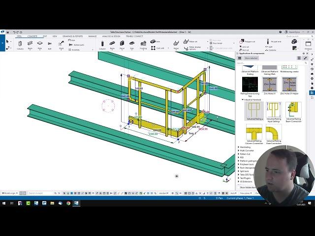 How to make handrails in Tekla Structures - Industrial Handrail Component tutorial