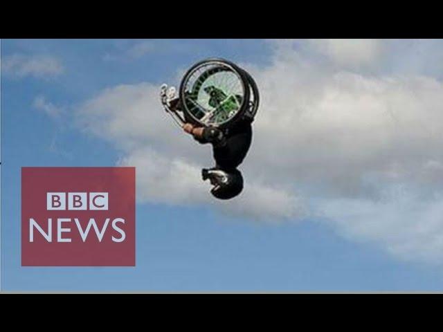 Wheelz does double back flip in a wheelchair - BBC News