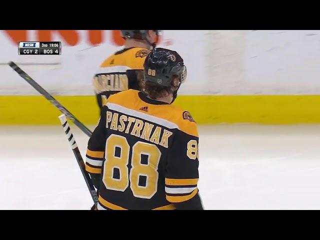 A pass from board of Tory Krug and goal Pastrnak