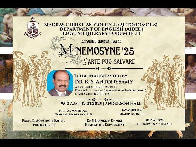 Inaugural ceremony of Mnemosyne '25 | English Literary Forum | Dept. of English Aided | MCC
