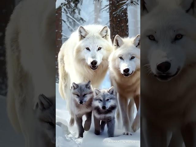 Wolf Family  on a Mountain Slope ️ #wildlife #animals #nature