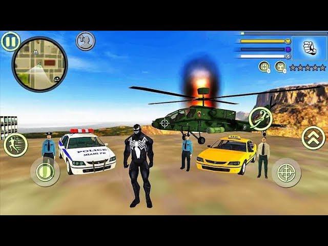 Venom Rope Hero Vice Town Crime Simulator - Military Helicopter at NY City #3 - Android Gameplay