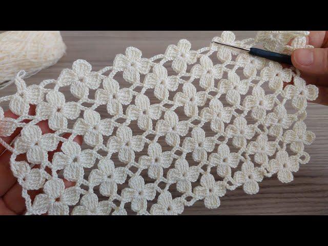 Wow! Super Very Easy Crochet Knitting Flower Patterned Filet Etol Shawl and Cover Model Tığ işi örgü