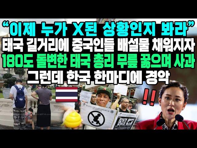 “이제 누가 X된 상황인지 봐라” 태국 길거리에 중국인들 배설물 채워지자 180도 돌변한 태국 총리 무릎 꿇으며 사과 그런데 한국 한마디에 경악