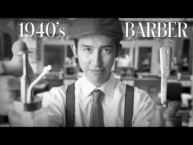 ASMR | The MOST realistic 1940's VINTAGE barber haircut EVER(4K)