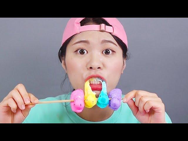 Mukbang Marshmallow 무지개 마시멜로우 먹방 DONA 도나