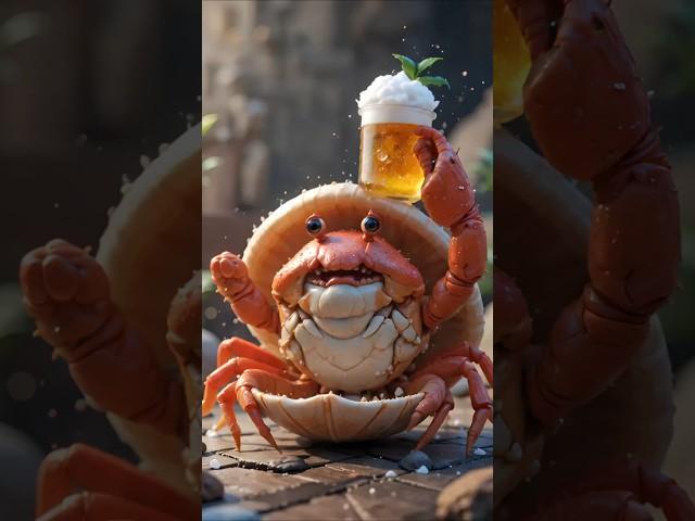 Crab's Secret Beer Party Gets Crashed by Puppies! #shorts #cuteanimals