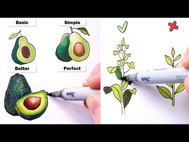 How to Draw - Easy Avocado Art & 3D Drawing Tips