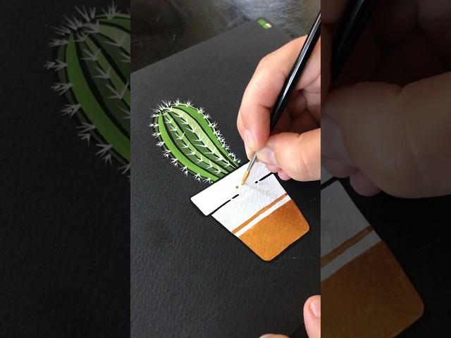 Painting cactus on black cold pressed watercolor paper #art #artwork #artist #painting