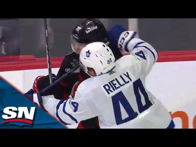 Maple Leafs' Morgan Rielly Takes Exception After Senators' Ridley Greig Slapshot Goal On Empty Net