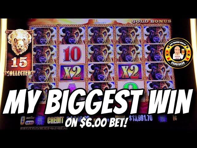 MY BIGGEST WIN EVER on $6 bet on Buffalo Gold ALL 15 HEADS