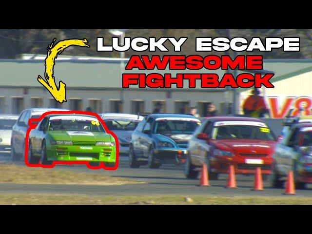 START LINE CLOSE CALL! Nissan Silvia powers through field