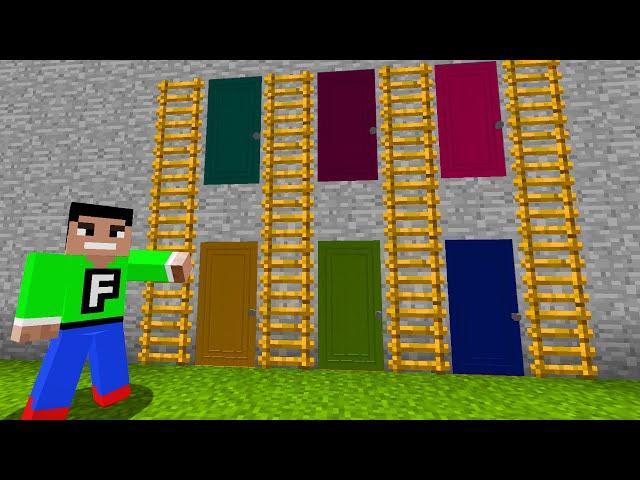 Minecraft PE : DO NOT CHOOSE THE WRONG DOOR! (FuzionDroid, Sonic, Spongebob & Iron Man)