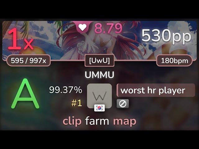 8.8⭐ worst hr player | t+pazolite - UMMU [UwU] 99.37% #1 | 530pp 1 - osu!