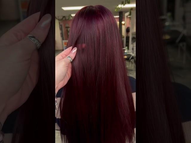 Burgundy color on Naturally BLACK hair #red #hairtransformation