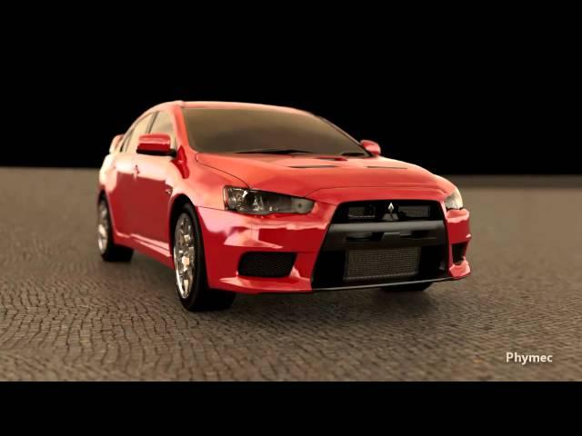 Mitsubishi Lancer Evo X car animation test with Blender and SmallLuxGPU