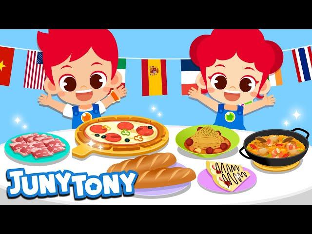 Food Trip Around the World | Are You Hungry? | World Song for Kids | Let's Eat Yummy Food | JunyTony