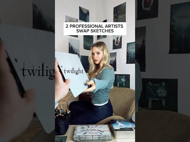 DO YOU LIKE MORE 1 OR 2?  2 ARTISTS SWAP SKETCHES. THEME: TWILIGHT #twilight #artchallenge #art
