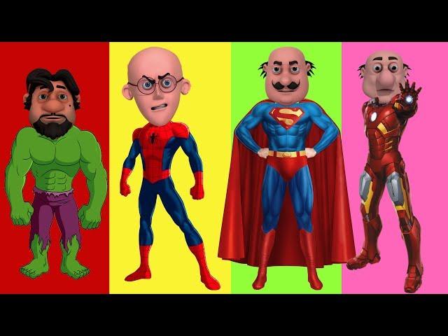 MOTU PATLU Wrong Heads with Spiderman in Hindi Superman Hulk Iron Man | Motu Patlu Cartoon in Hindi