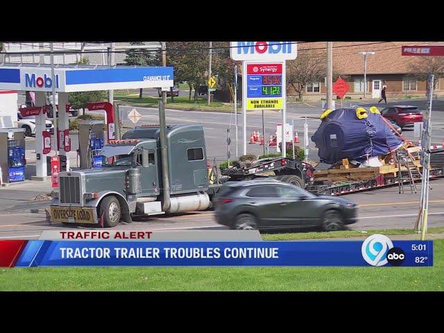 Stuck tractor trailer in Syracuse