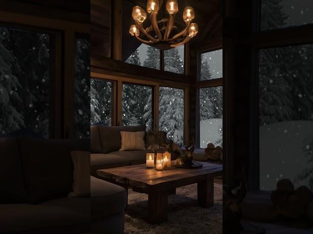 Cozy Winter Snowfall Living Room Ambience #ambience #asmr #cozy #snowfall #relaxing #fireplace