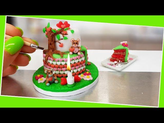 Mini BEAR-LOVE cake / real mini cake/ Jenny's mini cooking show / ASMR / tiny food