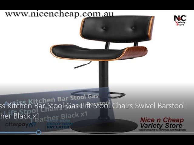 Artiss Kitchen Bar Stool Gas Lift Stool Chairs Swivel Barstool Leather Black x1