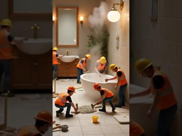 "Even tiny workers know—clean vibes start in a sparkling bathroom!"#shortvideo #funny