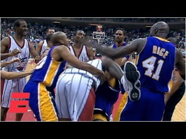 Shaquille O'Neal and Charles Barkley fight during Lakers vs. Rockets game (1999) | ESPN Archives