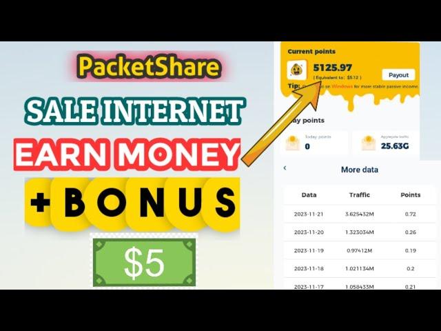 Share Your UNUSED Data Earn Real Money+Bonus 5$ PacketShare App