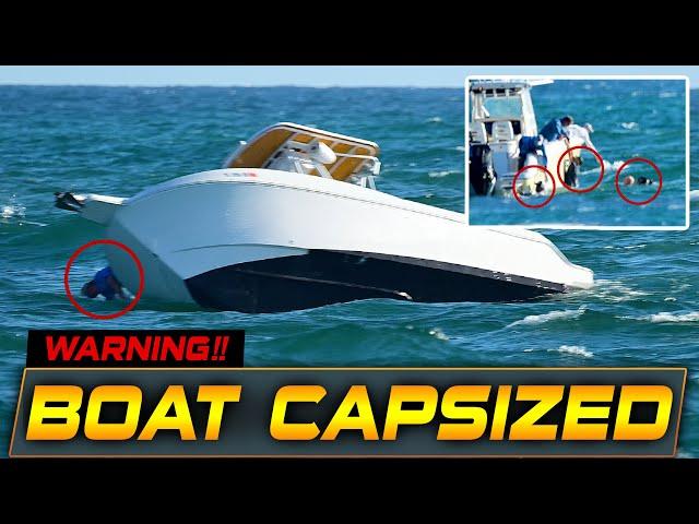 BOAT SINKING !! 3 PEOPLE OVERBOARD | CHAOS AT  HAULOVER INLET | BOAT ZONE