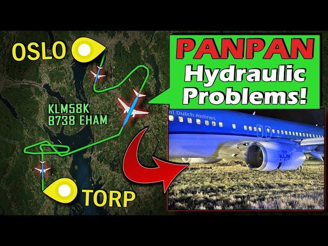 KLM B738 VEERS OFF THE RUNWAY | Hydraulic Issues on Takeoff