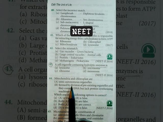 Eukaryotic cell (NEET) MCQ questions Motivational study status #neet #study #motivation