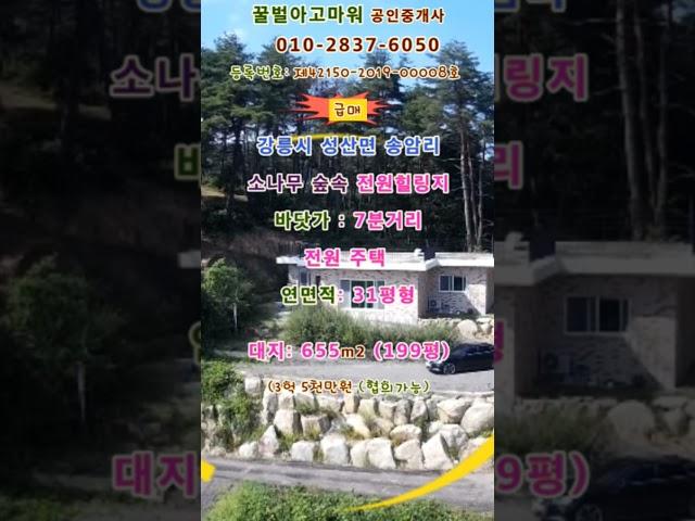 (급매) 강릉시 소나무숲속 31평형 전원주택과 대지 199평