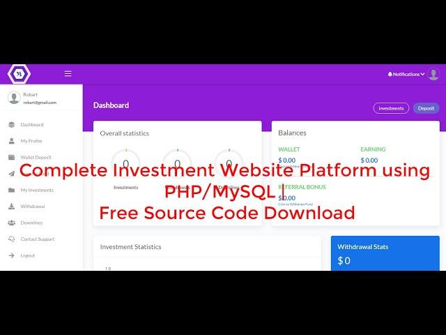 Complete Investment Website Platform using PHP/MySQL | Free Source Code Download 2021