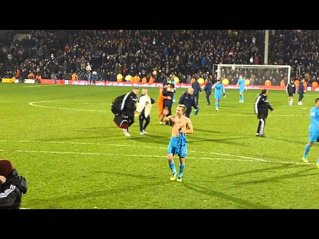 Lewis Holtby thanks Tottenham fans at Craven Cottage