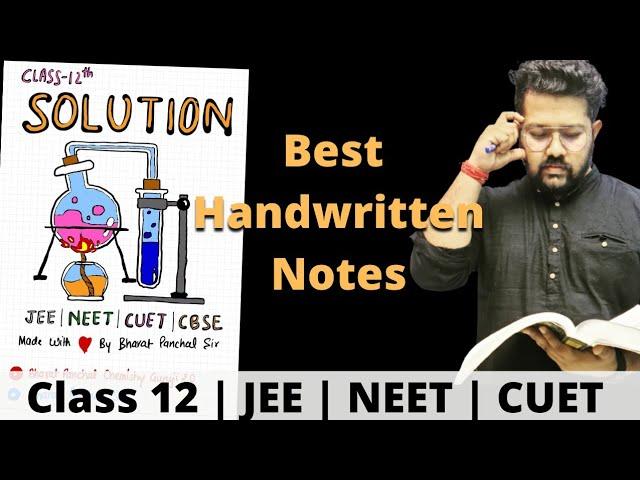 Chap - 2 Solution Handwritten Notes | Class 12 | CBSE | JEE | NEET | CUET | Bharat Panchal Sir