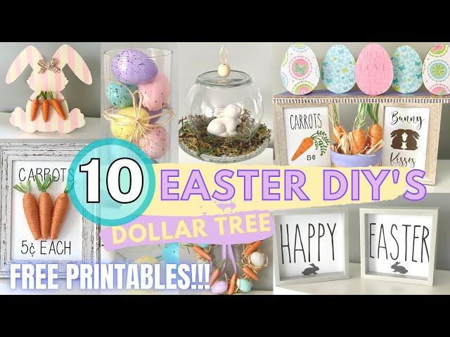 DOLLAR TREE DIY Easter and Spring Decor | Dollar Tree - Rae Dunn Inspired DIY - FREE Printables